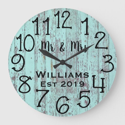Grande Horloge Ronde Teal Distressed Wood Custom (Recto)