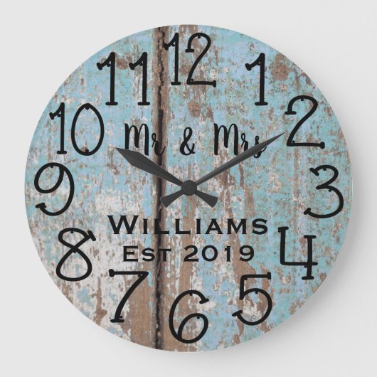 Grande Horloge Ronde Teal Distressed Wood Custom (Recto)
