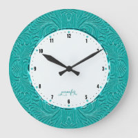 Teal Green Embossed Floral