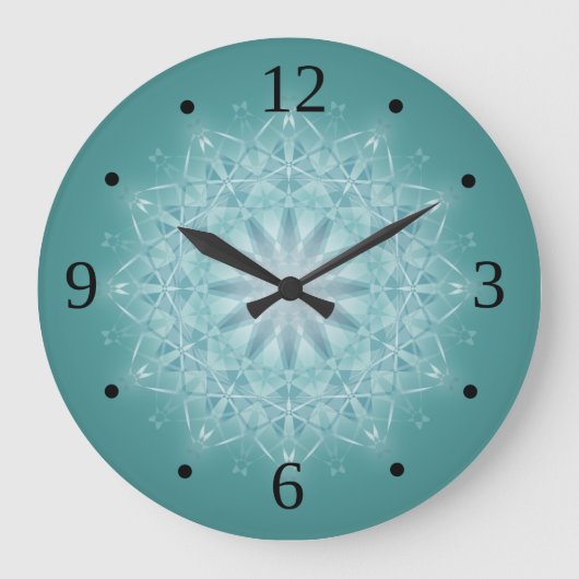 Grande Horloge Ronde Teal star Mandala Numbers (Recto)