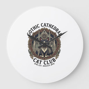 Grande Horloge Ronde Tee shirt graphique de chat de cathédrale gothique