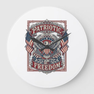 Grande Horloge Ronde Tee-shirt graphique vectoriel de défilé patriotiqu