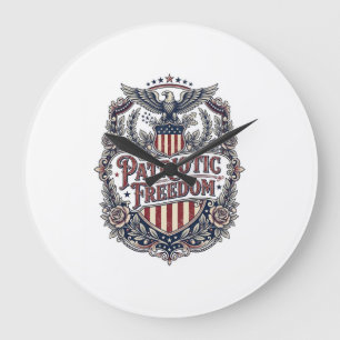 Grande Horloge Ronde Tee-shirt graphique vectoriel floral patriotique v