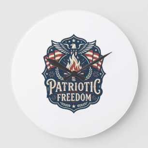 Grande Horloge Ronde Tee-shirt graphique vectoriel nuit de feu patrioti
