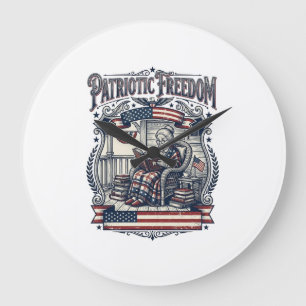 Grande Horloge Ronde Tee-shirt graphique vectoriel Patriotic Porch Book