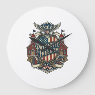 Grande Horloge Ronde Tee-shirt graphique vectoriel patriotique de rentr