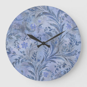 Grande Horloge Ronde Teintes rêveuses bleu fumé de style pictural