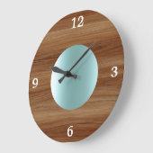 Grande Horloge Ronde Tek look Aqua Blue moderne (Angle)