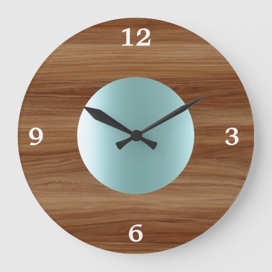 Grande Horloge Ronde Tek look Aqua Blue moderne (Recto)