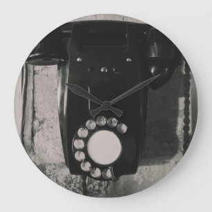 Grande Horloge Ronde Téléphone rotatif vintage impression photographiqu