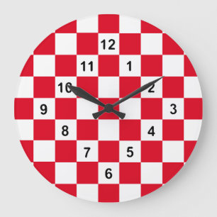 Grande Horloge Ronde Temps Checkered… avec vos couleurs