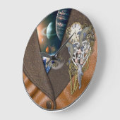 Grande Horloge Ronde Temps dauphin en cuir (Angle)