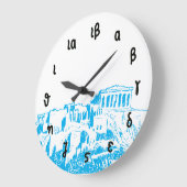 Grande Horloge Ronde Temps de parthenon - chiffres grecs et l'Acropole (Angle)