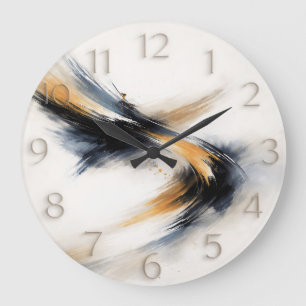 Grande Horloge Ronde Temps Intégré — Abstrait Gestuel