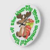 Grande Horloge Ronde Temps merveilleux Moose Holiday (Angle)