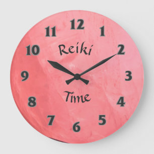 Grande Horloge Ronde Temps rose de Reiki de quartz rose