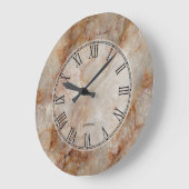 Grande Horloge Ronde Tendance Brown Faux Marble Pierre Motif (Angle)