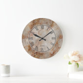 Grande Horloge Ronde Tendance Brown Faux Marble Pierre Motif (Maison)