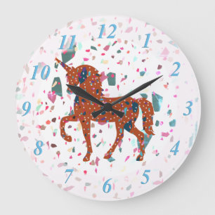 Grande Horloge Ronde Terrazzo Pièces Unicorne