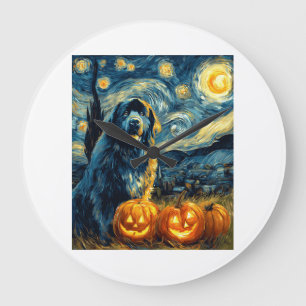 Grande Horloge Ronde Terre-Neuve Newfie Chien Mignon Halloween Jack O L
