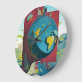 Grande Horloge Ronde Terre plate. Art moderne (Angle)