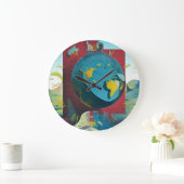 Grande Horloge Ronde Terre plate. Art moderne (Maison)