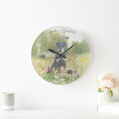 Grande Horloge Ronde Terrier de chasse allemand (Jagdterrier) Autocolla (Maison)