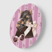 Grande Horloge Ronde Terrier Puppy du Yorkshire (Angle)