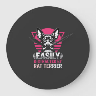 Grande Horloge Ronde Terrier Rat Facilement Distrait Chien Rétro