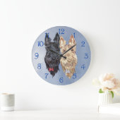 Grande Horloge Ronde Terriers écossais noirs et roux (Maison)