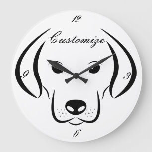 Grande Horloge Ronde Tête de chiot mignonne Thunder_Cove
