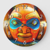 Grande Horloge Ronde Tête en bois sculpté visage photo gras graphique c (Recto)