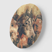 Grande Horloge Ronde têtes de chevaux (Angle)