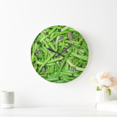 Grande Horloge Ronde Têtes de haricot vert (Maison)