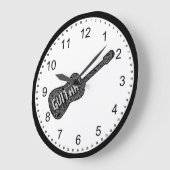 Grande Horloge Ronde Texte des notes de musique de guitare (Angle)