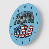 Grande Horloge Ronde Texte du drapeau de l'État de Floride et des États (Angle)