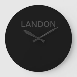 Grande Horloge Ronde Texte éditable moderne Gris foncé et noir
