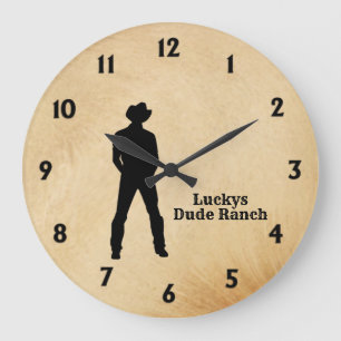 Grande Horloge Ronde Texte personnalisé Cowboy