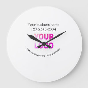 Grande Horloge Ronde texte simple minimal ajoutez votre logo/design ici