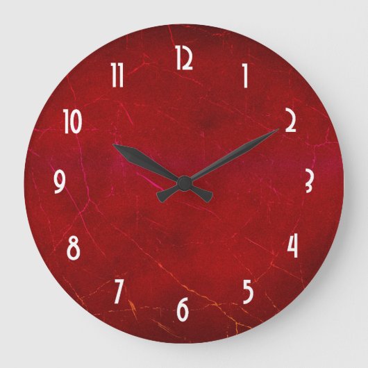 Grande Horloge Ronde Texture Abstraite rouge-sang avec traits (Recto)