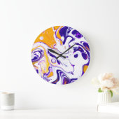 Grande Horloge Ronde Texture d'art fluide : peintures tourbillonnantes. (Maison)