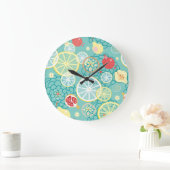 Grande Horloge Ronde Texture de fruits, Arrière - plan vibrant. (Maison)