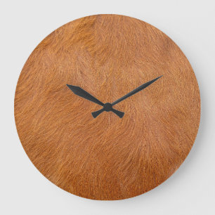 Grande Horloge Ronde Texture de la fourrure brune de vache Highland