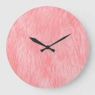 Grande Horloge Ronde Texture de la fourrure de laine rose souple