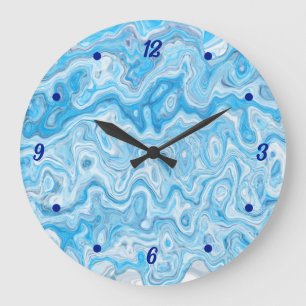 Grande Horloge Ronde Texture de marbre bleu de glacier glacé abstrait l