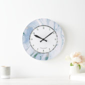 Grande Horloge Ronde Texture de marbre bleu-gris (Maison)