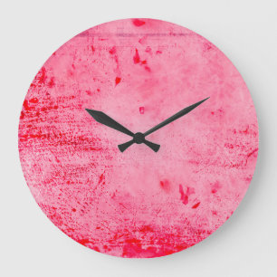 Grande Horloge Ronde Texture de peinture grunge rose rouge