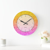 Grande Horloge Ronde Texture de Pink to Yellow (Maison)