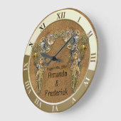 Grande Horloge Ronde Texture de suède avec sculptures Steampunk (Angle)