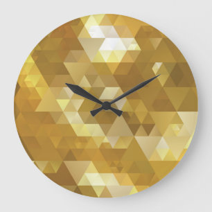 Grande Horloge Ronde Texture du triangle or Abstrait